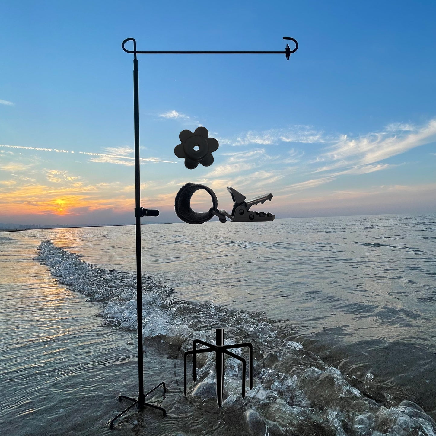 LCCBRO Garden Flag Stand Holder Heavy Duty with 5 Prong Base for Outside Double Flag, for Flags up to 13" Wide