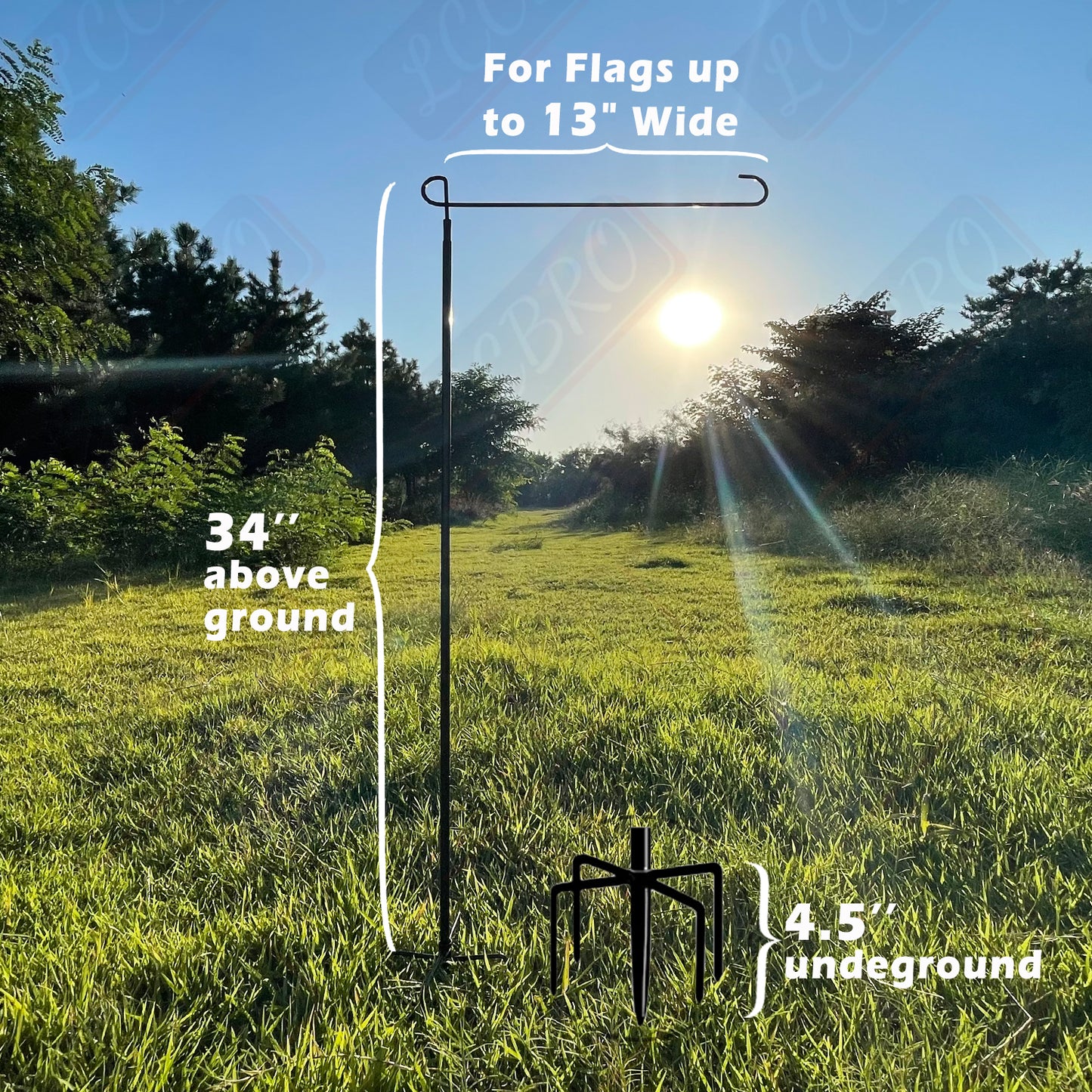LCCBRO Garden Flag Stand Holder Heavy Duty with 5 Prong Base for Outside Double Flag, for Flags up to 13" Wide